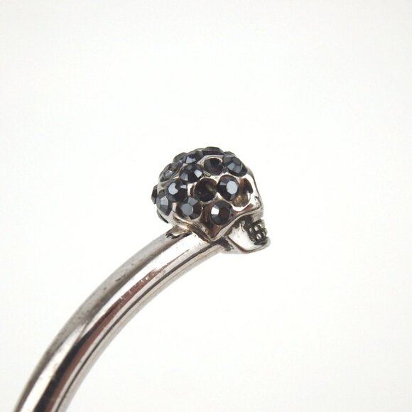 Authentic ALEXANDER McQUEEN Skull motif bangle bracelet metal/Rhinestone [Used] - Picture 4 of 10
